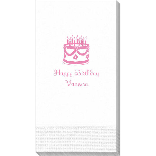 Sweet Floral Birthday Cake Guest Towels